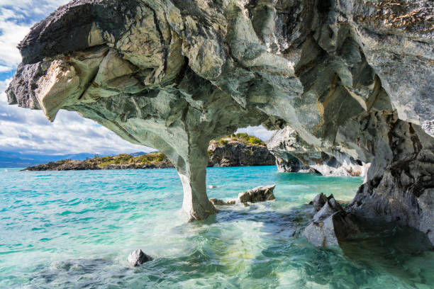 Marble caves (Capillas del Marmol), General Carrera lake, landscape of Lago Buenos Aires, Patagonia, Chile Marble caves (Capillas del Marmol), General Carrera lake, landscape of Lago Buenos Aires, Patagonia, Chile marble caves patagonia chile stock pictures, royalty-free photos & images