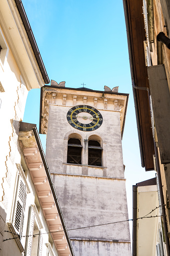 Tower in small alley, Rovereto, Italy