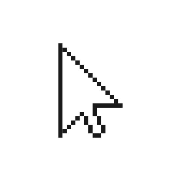 illustrations, cliparts, dessins animés et icônes de symbole de curseur de flèche. icône pixélisée d'isolement sur le fond blanc. illustration de vecteur. bpa 10 - pixelated cursor computer mouse backgrounds