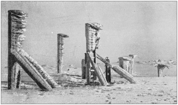 Antique photo: Ben Nevis Observatory fog crystals Antique photo: Ben Nevis Observatory fog crystals ben nevis stock illustrations