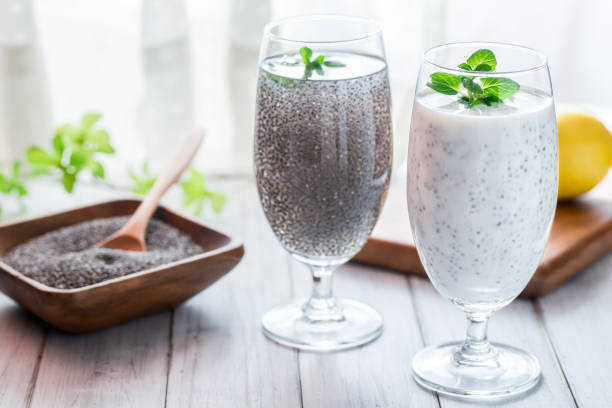 istock Chia seed drink in glass 1203148746