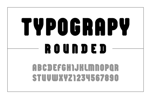 Font Tinggi Alfabet Tebal Bulat Sans Serif Huruf Hitam Dan Angka