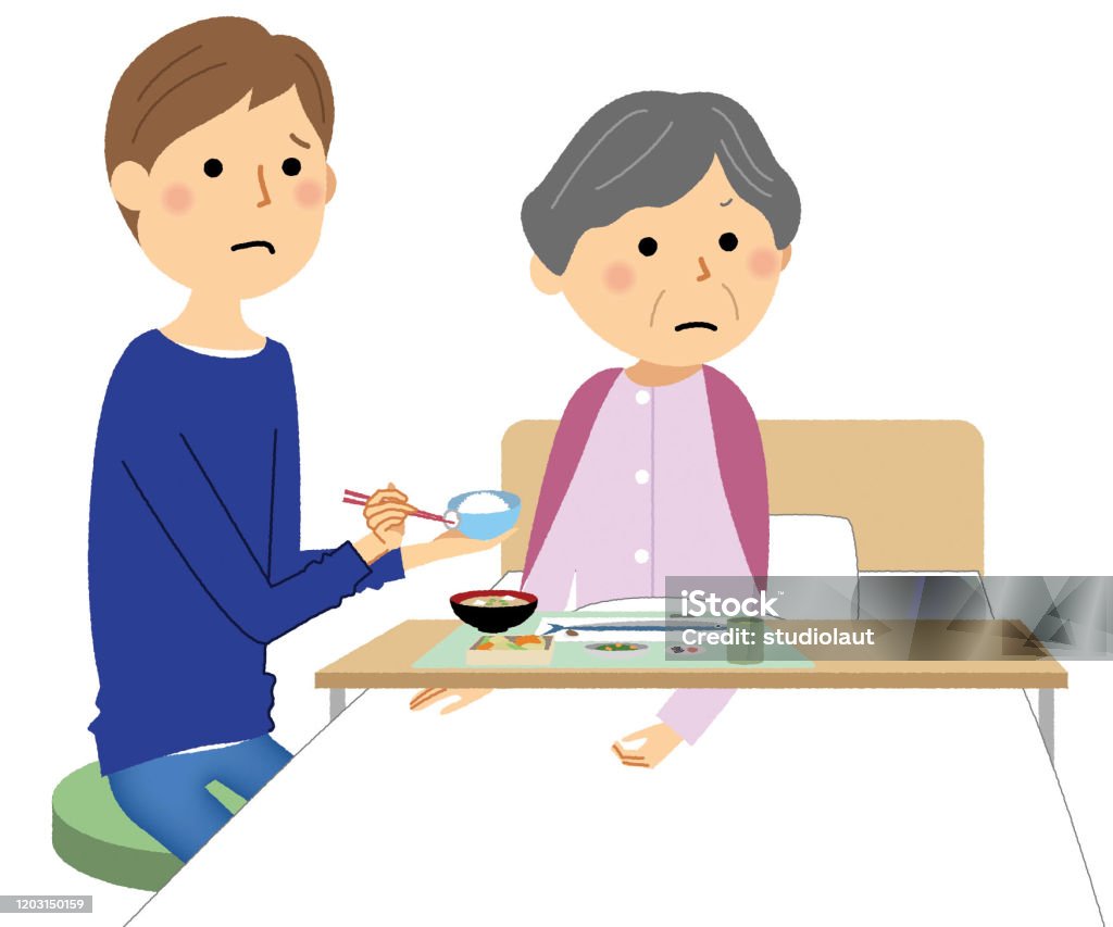 Refusing Food Visual Elderly People Refusing To Eat Stock Illustration - Download Image Now ...