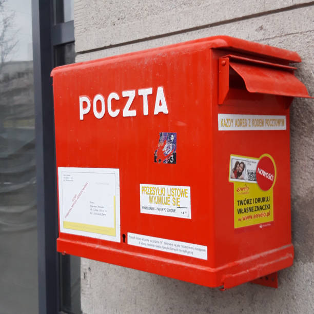 Warsaw, Poland, January 2020: Red letterbox encouraging people to send letters