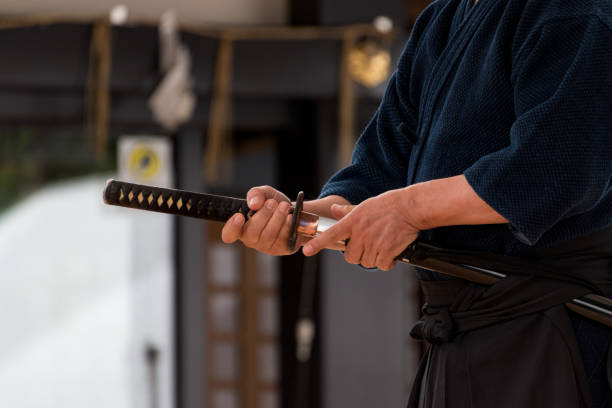 istock Japanese traditional  swordplay demonstration 1203155793