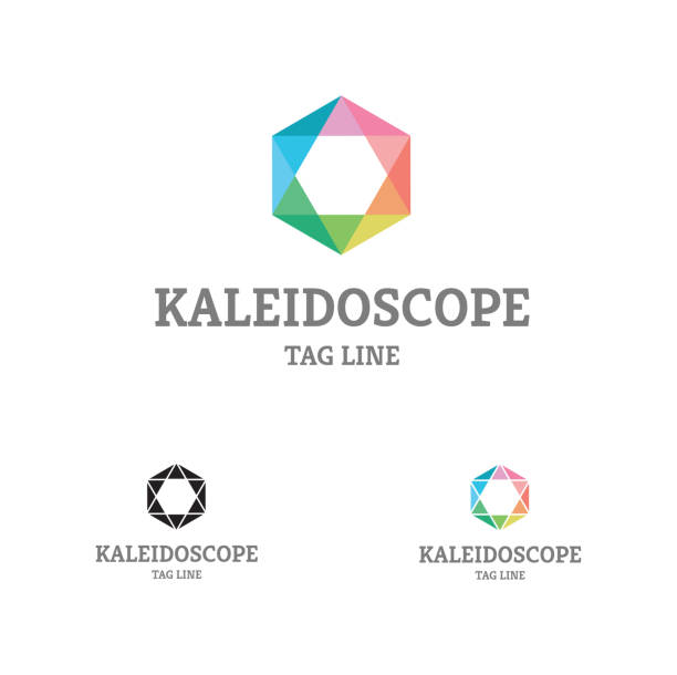 Kaleidoscope Comb Logo Flat design of logo, with colorful kaleidoscope palette, could be used in many different categories, any company or organization. kaleidoscope pattern stock illustrations