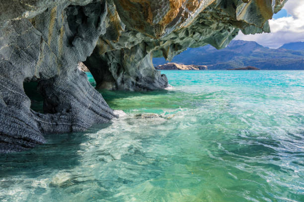Marble caves (Capillas del Marmol), General Carrera lake, landscape of Lago Buenos Aires, Patagonia, Chile Marble caves (Capillas del Marmol), General Carrera lake, landscape of Lago Buenos Aires, Patagonia, Chile marble caves patagonia chile stock pictures, royalty-free photos & images