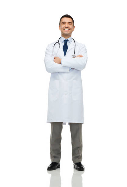 istock smiling male doctor in white coat 1203158255