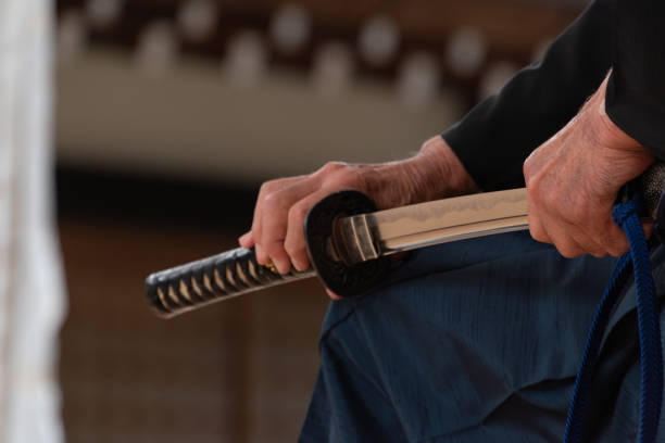 istock Japanese traditional  swordplay demonstration 1203159239