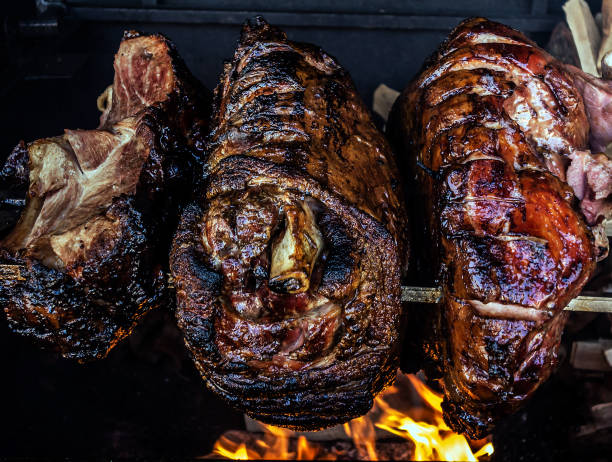 istock Barbecue meat grill with flames 1203160705