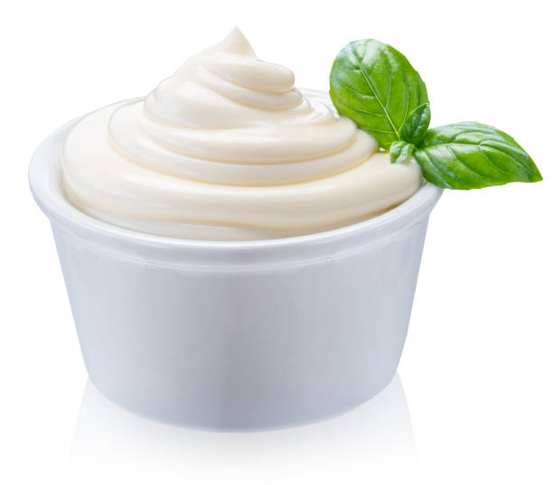 istock Mayonnaise swirl in white bowl. Clipping path. 1203160973
