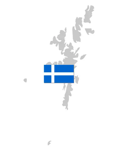 Vector illustration of Flag and map of Shetland