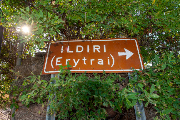 istock Erythrai (Ildirı) ancient city road sign in Cesme, Izmir 1203162155