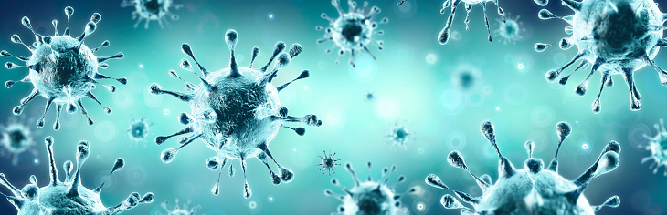 Corona Virus - Concepto de Microbiología y Virología - Renderizado 3d photo
