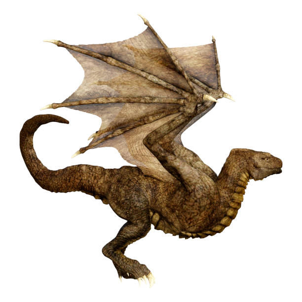 istock 3D illustration fantasy dragon on white 1203165323