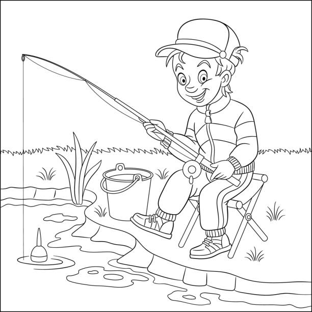 275 Little Boy Fishing Drawings Illustrations & Clip Art - iStock