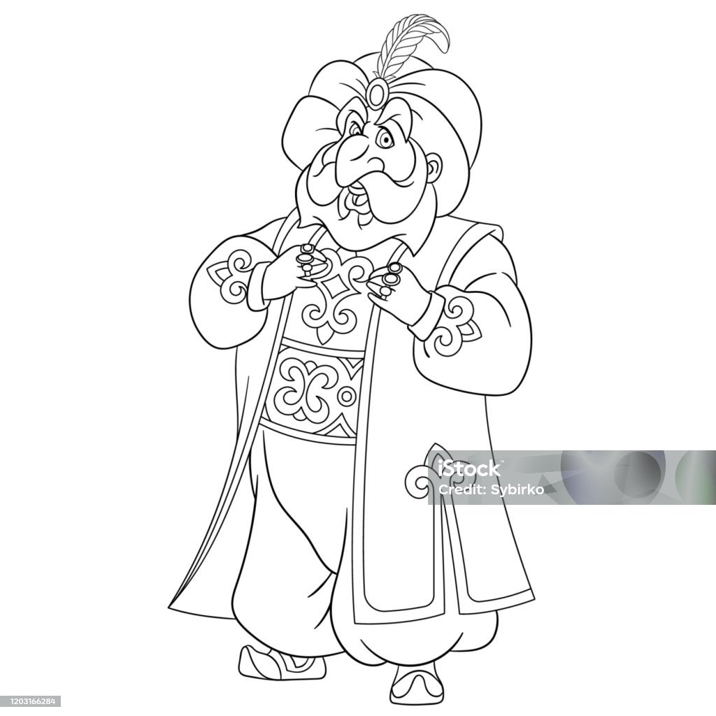 Coloring Page Of Cartoon Indian King Stock Illustration - Download Image  Now - Adult, Asian and Indian Ethnicities, Beauty - iStock