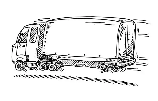 Vector illustration of Speeding Semi Truck Freight Transportation Drawing