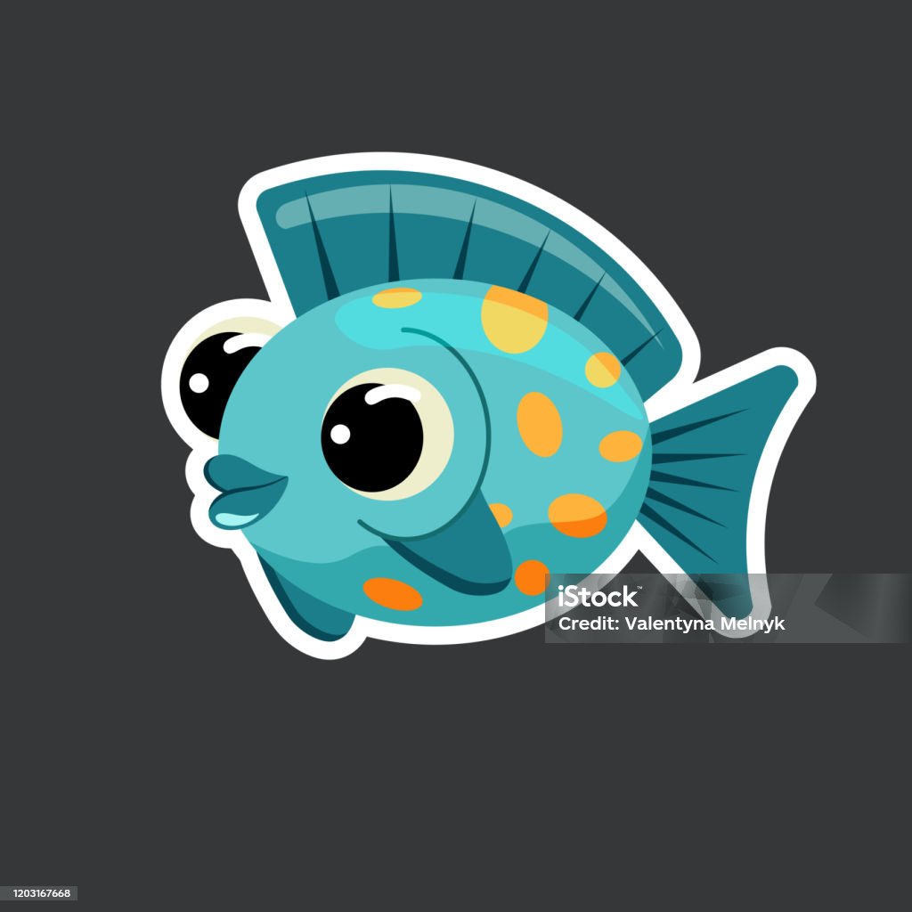Fish Sticker Layout Vector Cute Fish Sticker Template Flat Design Stock Illustration ...