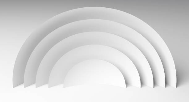 istock Abstract white geometric installation, round shapes over white background, 3d 1203169023