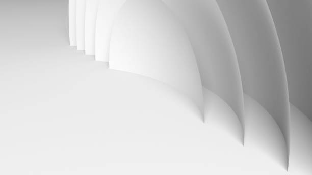 istock Abstract white geometric background, installation of round shapes, 3d 1203169031