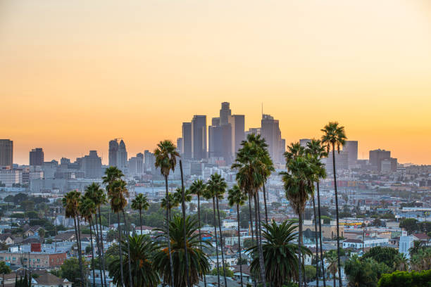 istock Los Angeles city skyline at sunset 1203169716