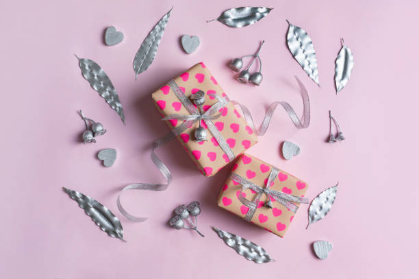 Australian themed romantic gift set with decorations in silvers and pinks.