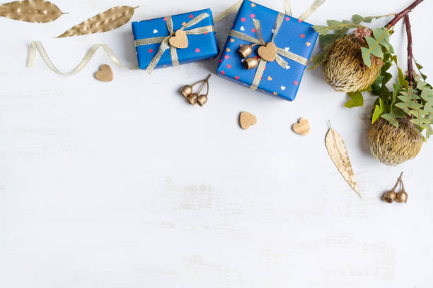 istock Australia themed loving/romantic gift set in blues and golds. 1203172419
