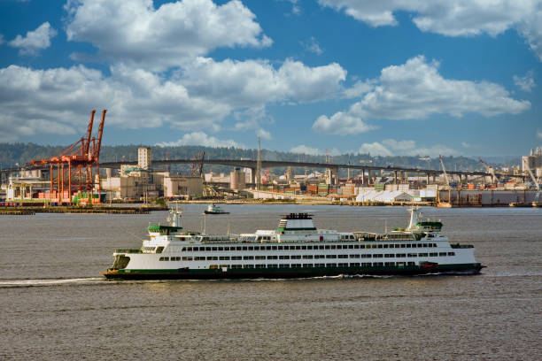 istock Large Ferry Past Port 1203172457