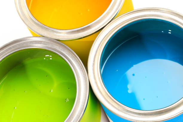 istock set of Cans with color paint isolated on white background - Image 1203176084