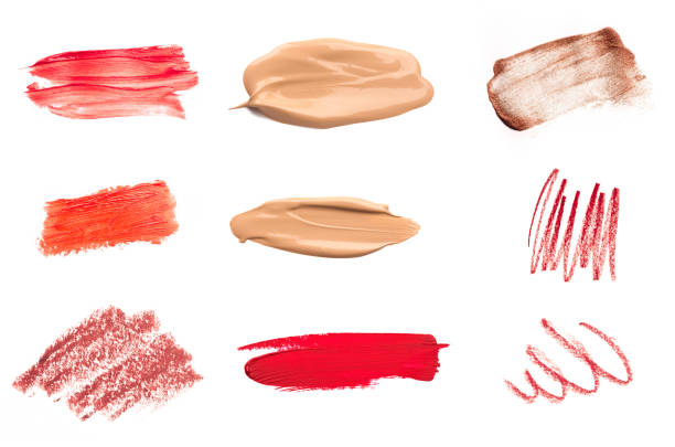 istock Big set of makeup tools texture. Lipstick, eye brows pencil and shadows. 1203176176