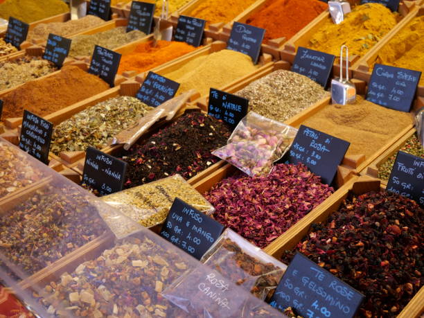 istock Tea leafs for infusions on the Christmas artisan market 1203178737