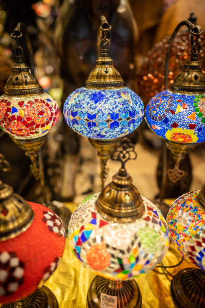 istock Colorful marble arabic lamp on display 1203179782