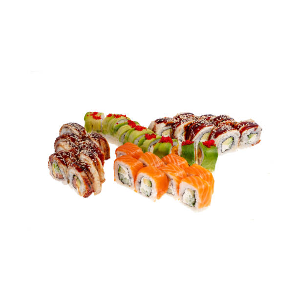 istock Japanese Sushi isolated on white background. Close up. Studio photo. 1203181239
