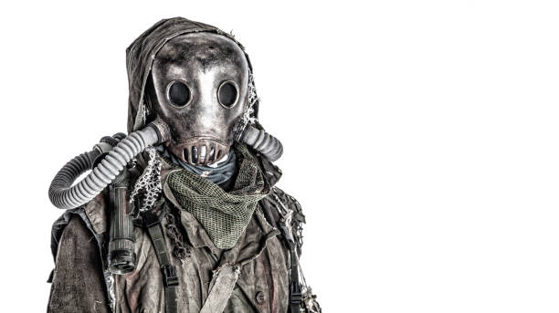 istock Post nuclear catastrophe survivor in gas mask 1203181466