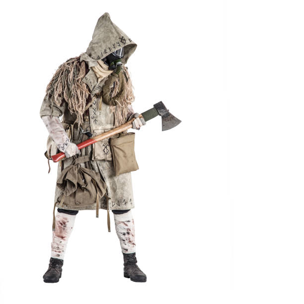 istock Survived after nuclear disaster human in gas mask 1203181513