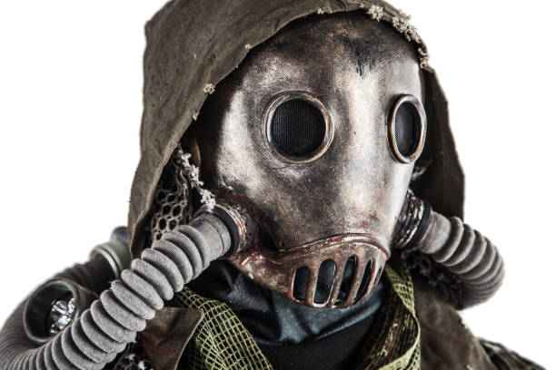 istock Portrait of post apocalyptic survivor in gas mask 1203181594
