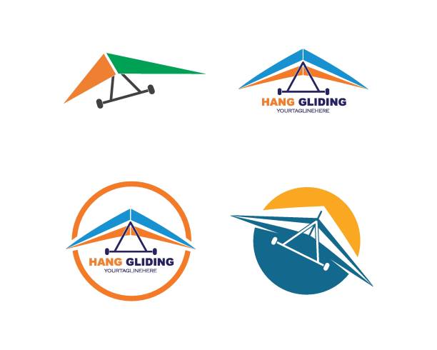 hang gliding icon vector illustration design hang gliding icon vector illustration design template glider hang glider hanging sky stock illustrations