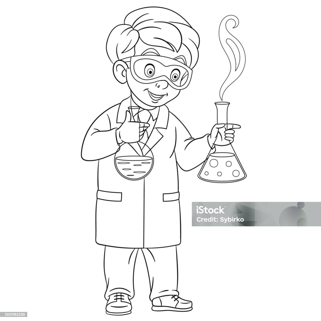 Tô Màu Trang Của Nhà Hóa Học Hoạt Hình Làm Thí Nghiệm Hóa Học Hình ...