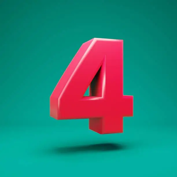 Photo of Pink 3d number 4 on mint background
