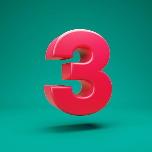 ミントの背景にピンクの3d番号3 - number 3 ストックフォトと画像