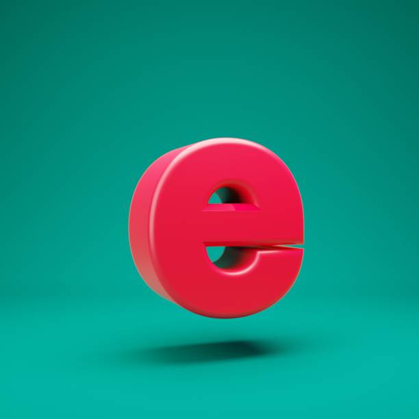 Pink 3d letter E lowercase on mint background Pink 3d letter E lowercase on mint background. 3D rendering. Best for anniversary, birthday party, celebration. 3d red letter e stock pictures, royalty-free photos & images