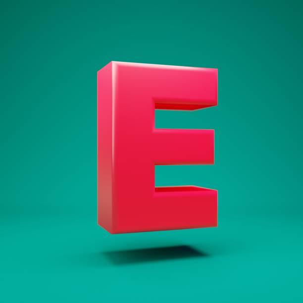 Pink 3d letter E uppercase on mint background Pink 3d letter E uppercase on mint background. 3D rendering. Best for anniversary, birthday party, celebration. 3d red letter e stock pictures, royalty-free photos & images
