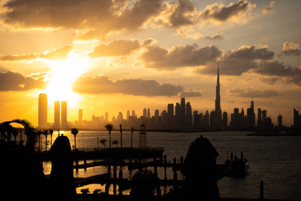 istock Silhouette of Dubai city during sunset 1203183464