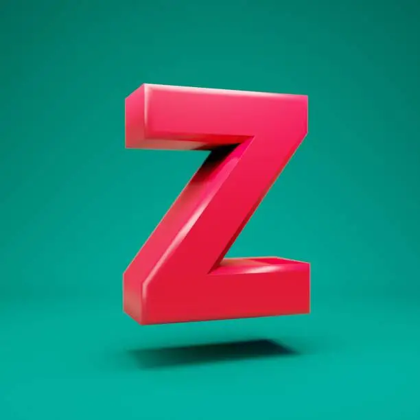 Pink 3d letter Z uppercase on mint background. 3D rendering. Best for anniversary, birthday party, celebration.