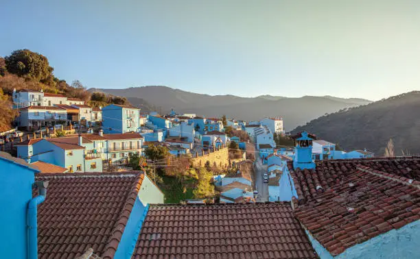 The famous blue village Juzcar also called smurf village in  Spain Andalusia