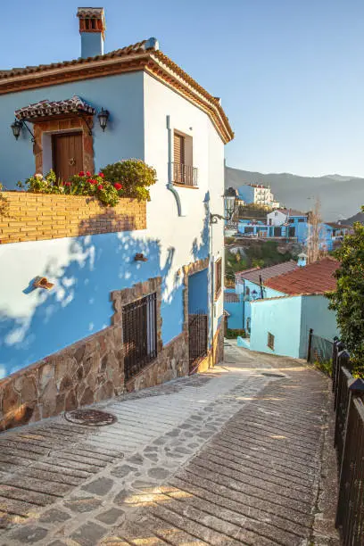 The famous blue village Juzcar also called smurf village in  Spain Andalusia