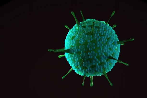 istock 3d illustration, close up of microscope Rota  Virus 1203192122
