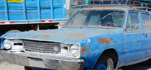 istock Old broken down car on the Altiplano, Peru 1203193384
