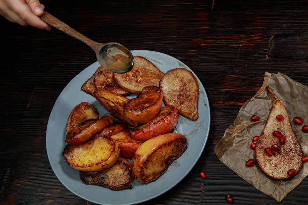 istock fried apple and pear slices with cinnamon and honey 1203198737